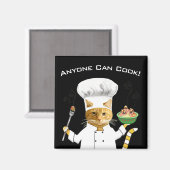 誰でも調理師!子猫冷蔵庫磁石（黒） マグネット (正面/裏面)