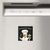 誰でも調理師!子猫冷蔵庫磁石（黒） マグネット (インサイチュ (食洗機))