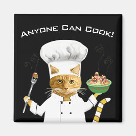 誰でも調理師!子猫冷蔵庫磁石(黒) マグネット