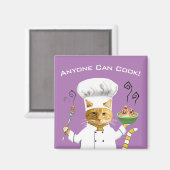 誰でも調理師!猫冷凍機マグネット（紫） マグネット (正面/裏面)