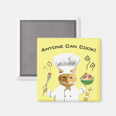 誰でも調理師!猫冷凍機マグネット（黄色） マグネット (正面/裏面)