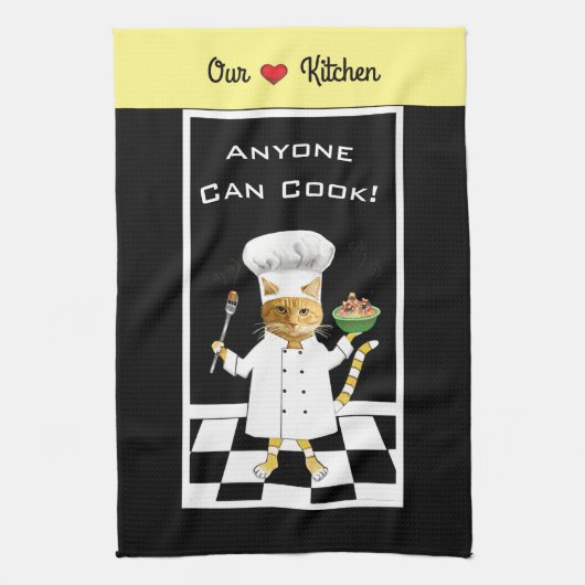 誰でも調理師!黒キッチンタオル キッチンタオル (縦)