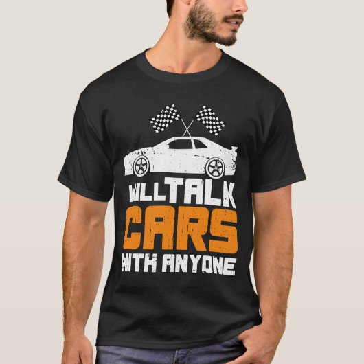 誰とでも車を話すレトロヴィンテージデザインT- Tシャツ (正面)