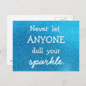 誰にもあなたの輝きをくすませないで ブルーグリッター ポストカード (正面/裏面)