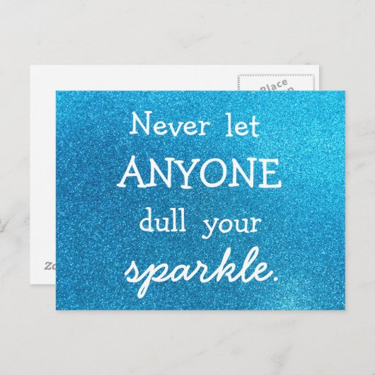 誰にもあなたの輝きをくすませないで ブルーグリッター ポストカード (正面/裏面)