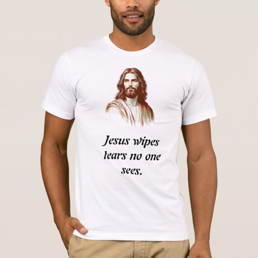 誰にも見えない涙を拭うイエス様 Tシャツ (正面)