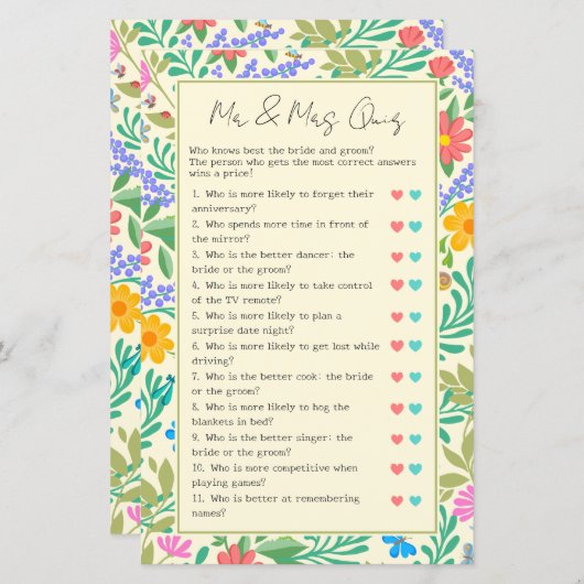 誰のゲームとおもしろいブライダルシャワーを推測 (正面/裏面)