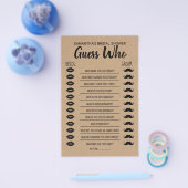 誰のブライダルシャワー素朴ゲームカード チラシ (シングル)