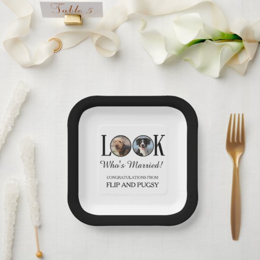 誰のペットが結婚したか写真 ペーパープレート (ウェディング)