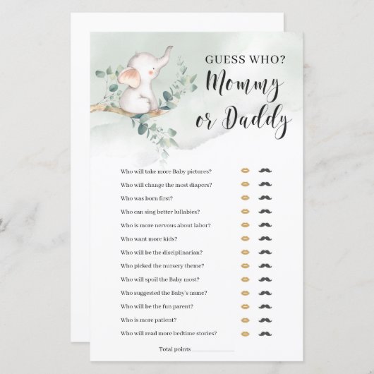 誰のママかパパが象のボホをゲームか推測 (正面/裏面)