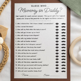 誰のママかパパが赤ちゃんシャワーのゲームを推測 招待状