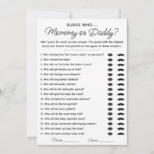 誰のママかパパが赤ちゃんシャワーのゲームを推測 招待状 (正面)