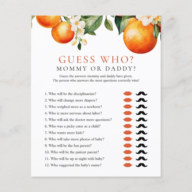 誰のママのパパの小さなかわいこちゃんシャワーゲーム (正面)