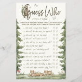 誰のママまたはパパのウッドランドゲームの赤ちゃんシャワーを推測 チラシ (正面)