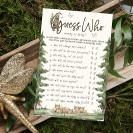 誰のママまたはパパのウッドランドゲームの赤ちゃんシャワーを推測 チラシ