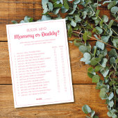 誰のママまたはパパのゲーム女の子の赤ちゃんシャワー アドバイスカード