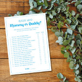 誰のママまたはパパのゲーム男の子の赤ちゃんシャワー青 アドバイスカード