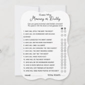 誰のママまたはパパのゲーム赤ちゃんシャワーカードを推測 招待状 (正面)