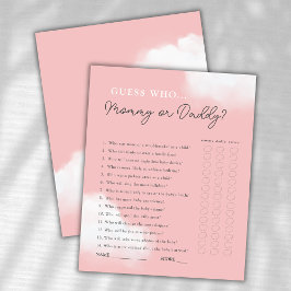 誰のママまたはパパの女の子の赤ちゃんシャワーゲームを推測