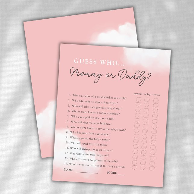 誰のママまたはパパの女の子の赤ちゃんシャワーゲームを推測 (クリエイターアップロード済み)