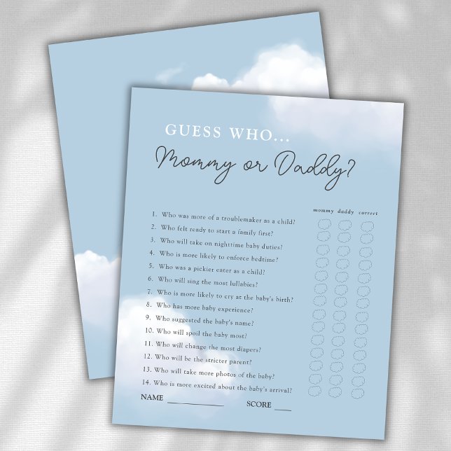 誰のママまたはパパの男の子の赤ちゃんシャワーゲームを推測 (クリエイターアップロード済み)