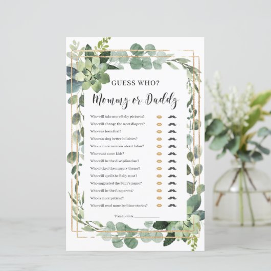 誰のママまたはパパの赤ちゃんシャワーゲームを推測 (スタンド正面)