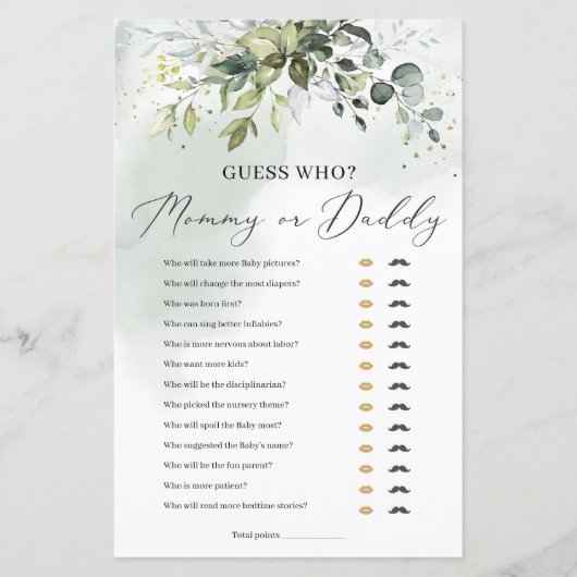 誰のママまたはパパの赤ちゃんシャワーゲームを推測 (正面)