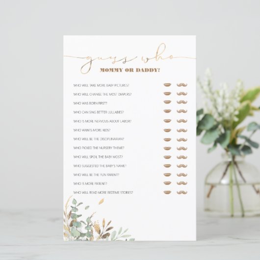 誰のママまたはパパの赤ちゃんシャワーゲームを推測 (スタンド正面)