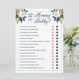 誰のママまたはパパの赤ちゃんシャワーゲームを推測 招待状