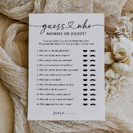 誰のママまたはパパの赤ちゃんシャワーゲームを推測 招待状