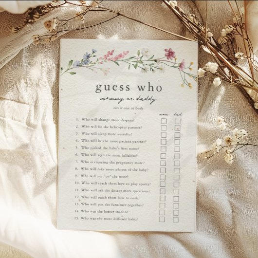 誰のママまたはパパの赤ちゃんシャワーゲームを推測 招待状