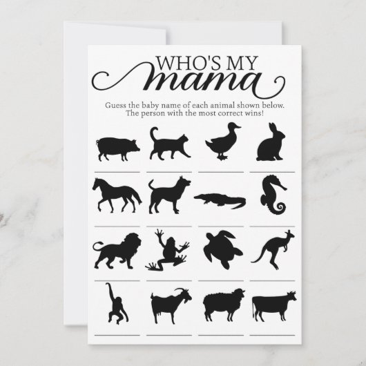 誰のママ 赤ちゃんシャワーゲーム イベント 招待状 (正面)