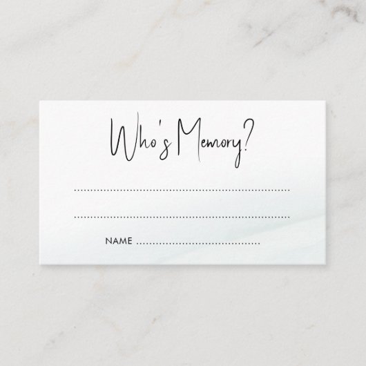 誰のメモリブライダルシャワーゲームグリーンウォッシュカード アドバイスカード (正面)