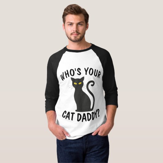 誰の猫パパ? ユニークなメンズTシャツ Tシャツ (正面フル)