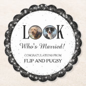 誰の結婚式？ 愛犬やペットの写真 ペーパーコースター (正面)