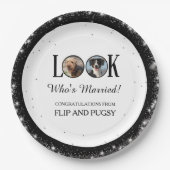 誰の結婚式？ 愛犬やペットの写真 ペーパープレート (正面)