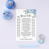 誰の言葉？ 青い花の結婚前お祝いゲームカード チラシ (シングル)