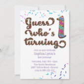 誰の誕生日か当ててみて！　1歳のスプリンクル・クッキー・バースデー 招待状 (正面)