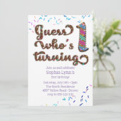 誰の誕生日か当ててみて！　1歳のスプリンクル・クッキー・バースデー 招待状 (スタンド正面)