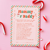 誰の赤ちゃん？ ピンクのクリスマスベイビーシャワーゲームカード 招待状