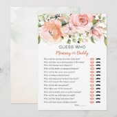 誰の赤ちゃん？ベビーシャワーゲーム 花と緑 招待状 (正面/裏面)