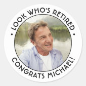 誰の退職写真だ　黒と白の退職 ラウンドシール (正面)