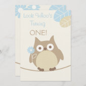 誰の１歳の誕生日か見て！赤ちゃん男の子の誕生日だよ！ 招待状 (正面/裏面)