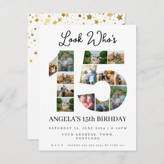 誰の15フォトコラージュ五カ国10代の 招待状 (正面/裏面)