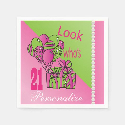 誰の21か | 21歳の誕生日 スタンダードカクテルナプキン (正面)