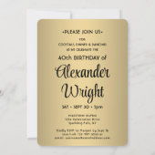 誰の40歳のブラック＆ゴールド誕生日パーティー2写真 招待状 (裏面)