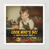 誰の50歳の誕生日カスタムレトロ写真 招待状 (正面)