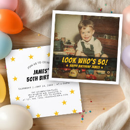 誰の50歳の誕生日カスタムレトロ写真 招待状