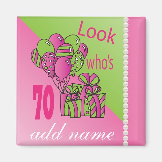 誰の70歳か見て |第70誕生日 マグネット (正面)
