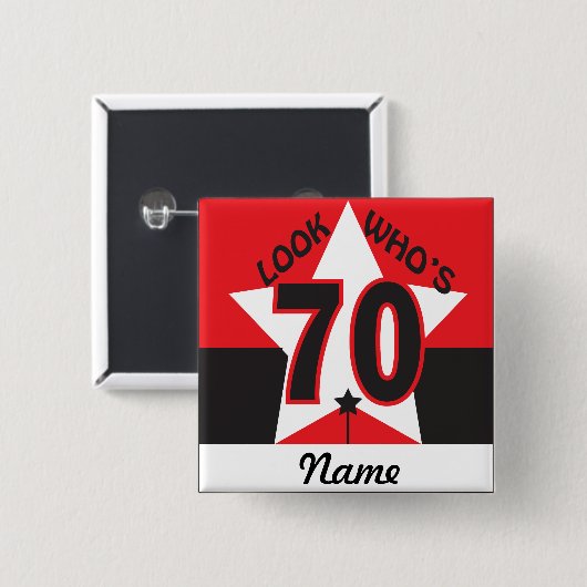 誰の70歳か見て |第70誕生日 缶バッジ (正面&裏面)